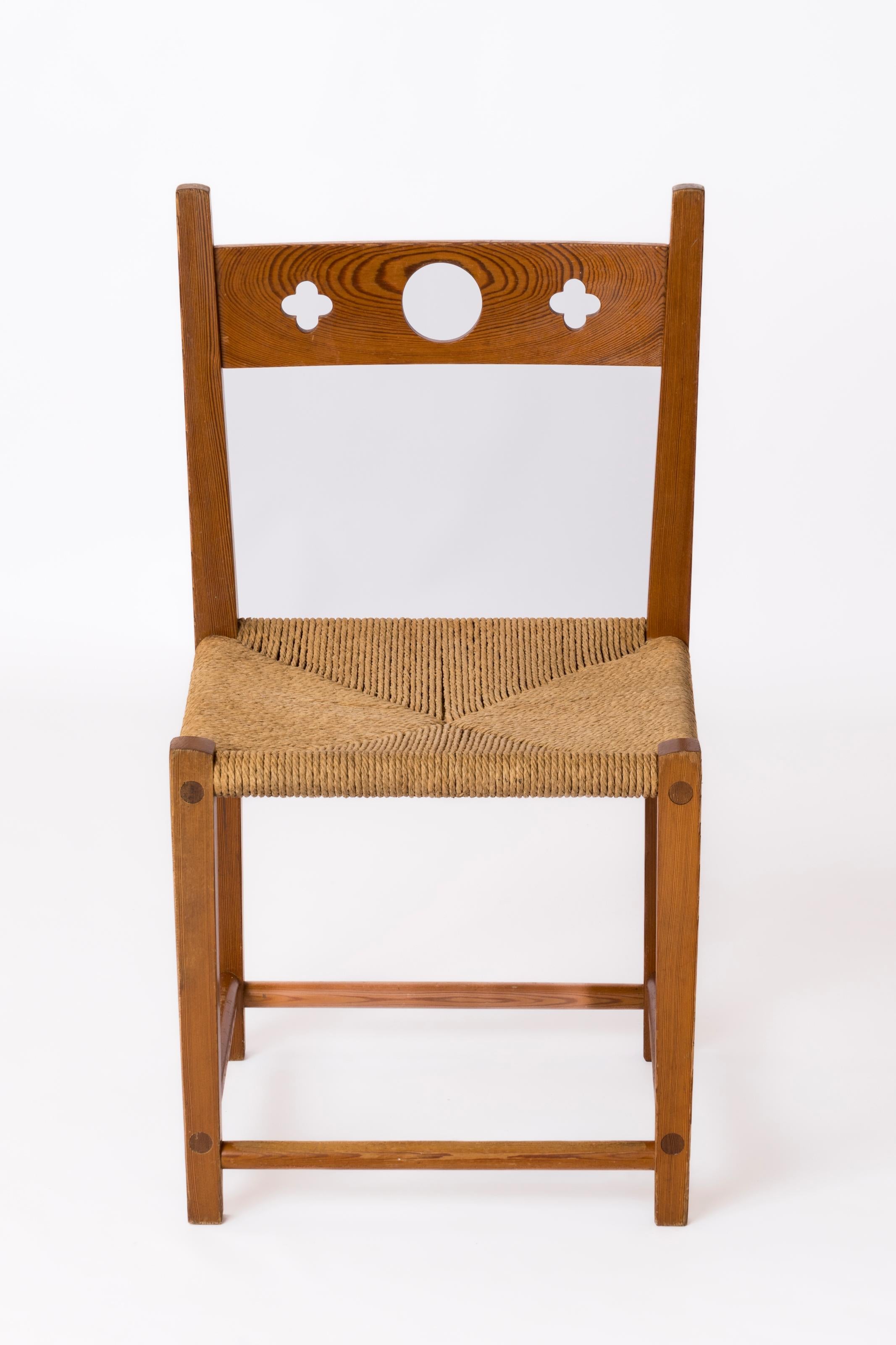 Swedish Single Solid Pinewood and Rush Chair att. Gilbert Marklund - Sweden 1970's