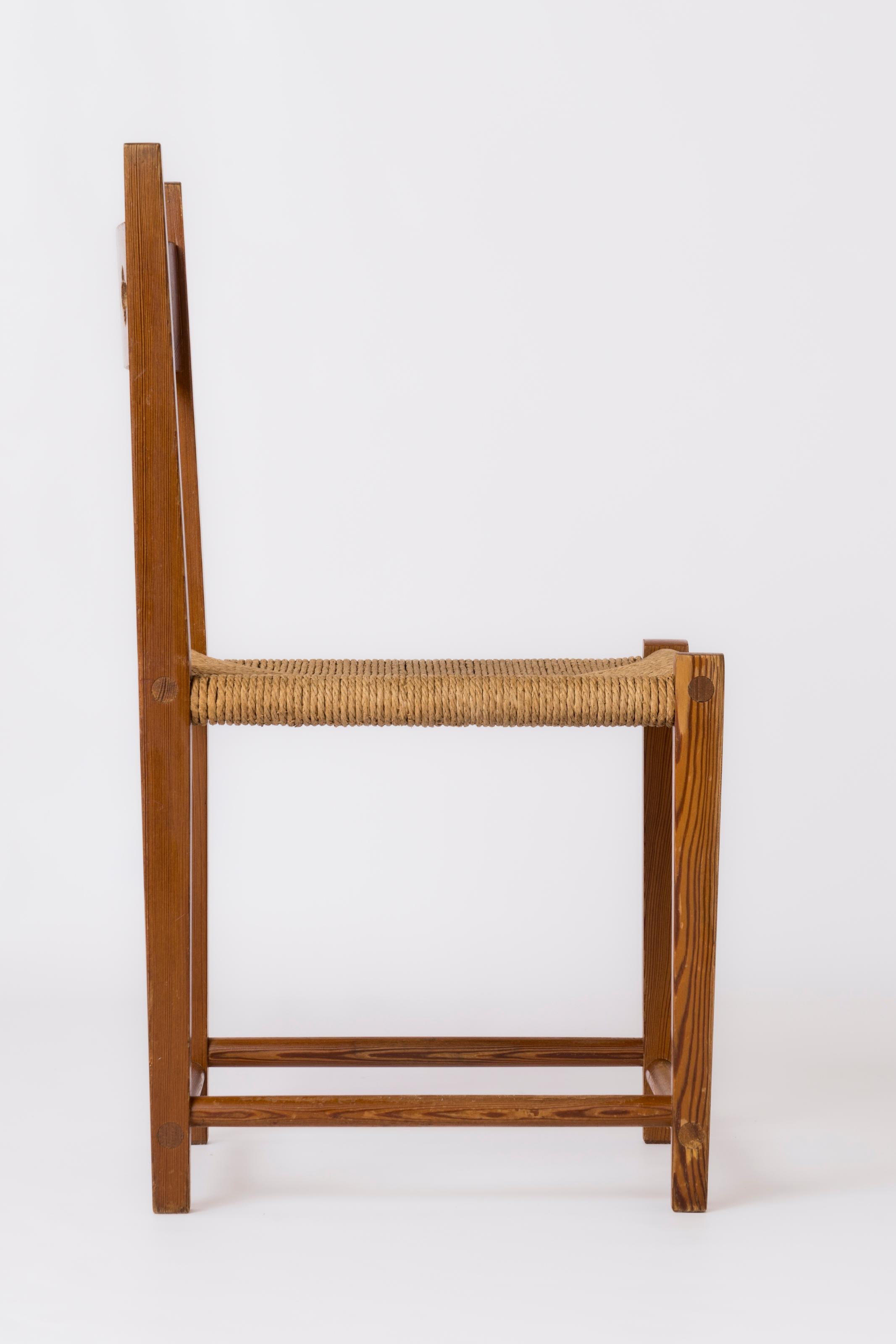 Single Solid Pinewood and Rush Chair att. Gilbert Marklund - Sweden 1970's In Fair Condition In New York, NY