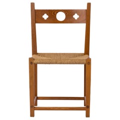 Single Solid Pinewood and Rush Chair att. Gilbert Marklund - Sweden 1970's