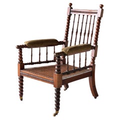 Single Spindle Seat Back, Cane Seat Bobbin Chair, England, 19th Century