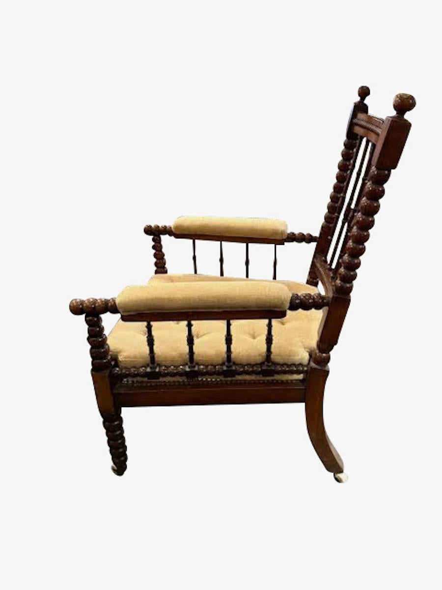 Single Spindle Seat Back, Cane Seat Bobbin Chair, England, 19th Century im Zustand „Gut“ im Angebot in New York, NY