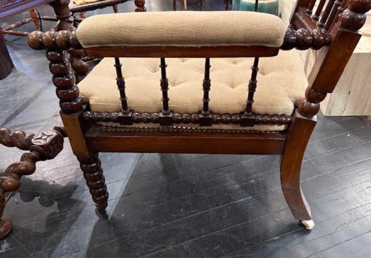 Single Spindle Seat Back, Cane Seat Bobbin Chair, England, 19th Century (19. Jahrhundert) im Angebot