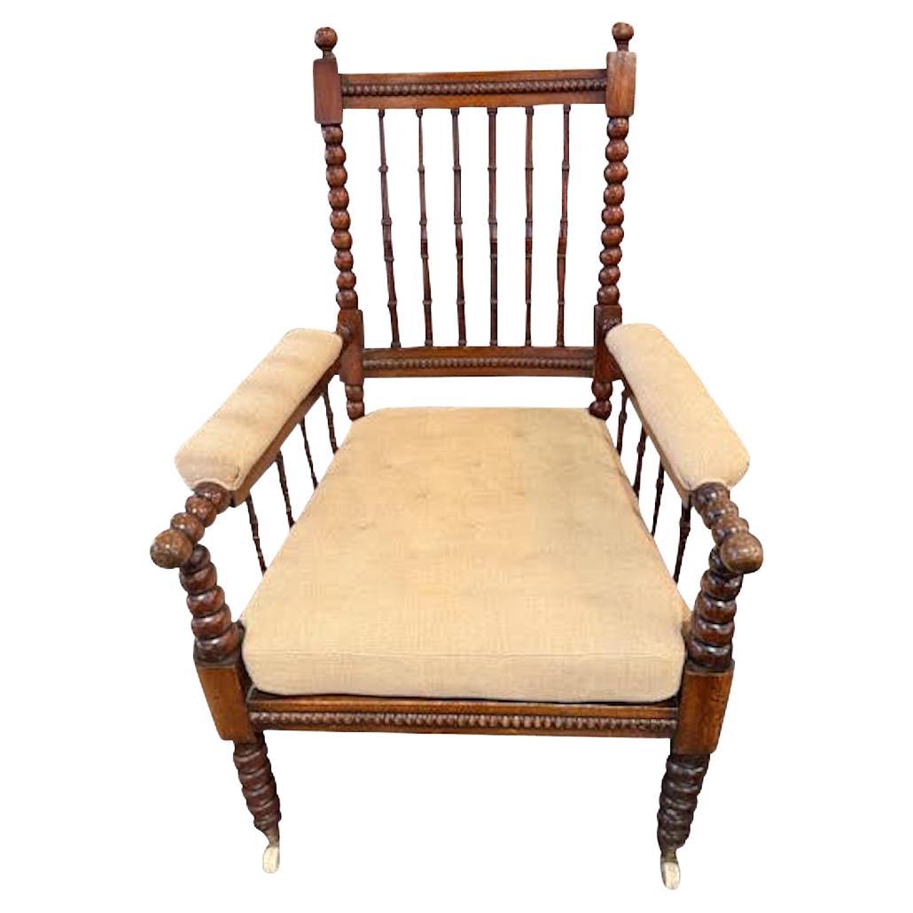 Single Spindle Seat Back, Cane Seat Bobbin Chair, England, 19th Century