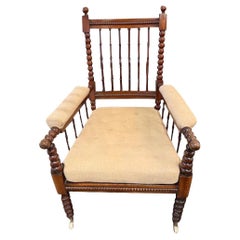 Single Spindle Seat Back, Cane Seat Bobbin Chair, England, 19th Century