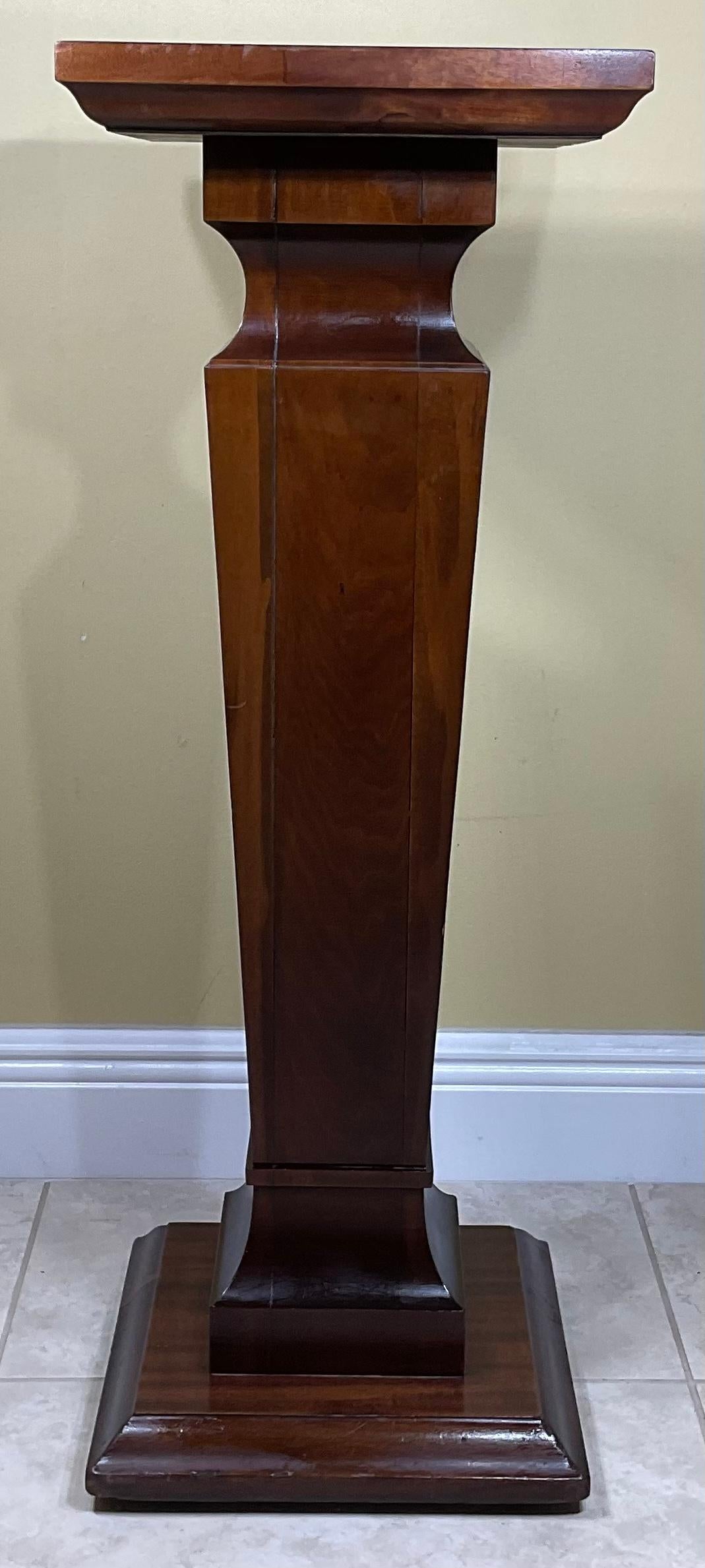 Single Square Walnut Wood Pedestal For Sale 1