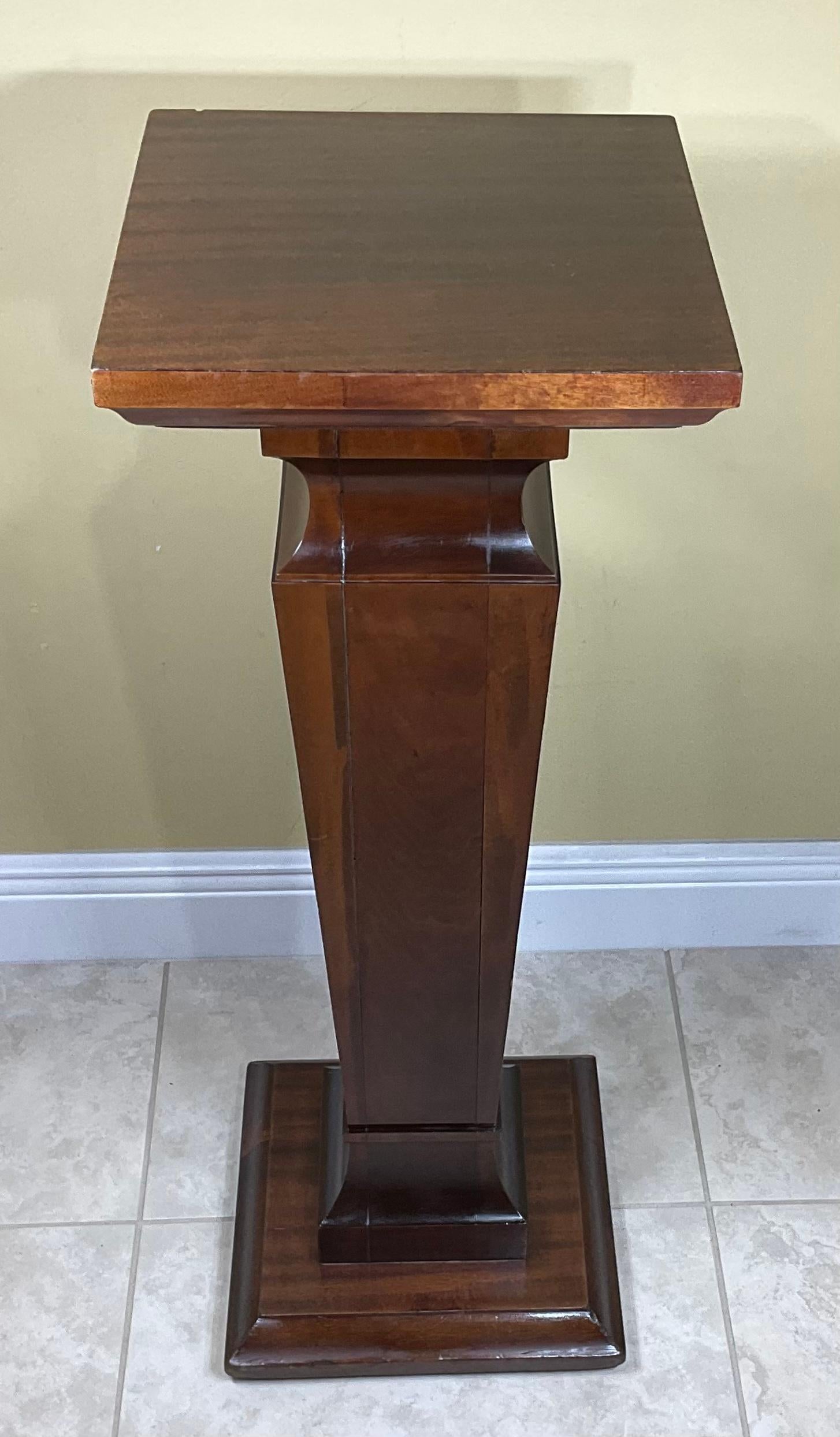 Single Square Walnut Wood Pedestal For Sale 2