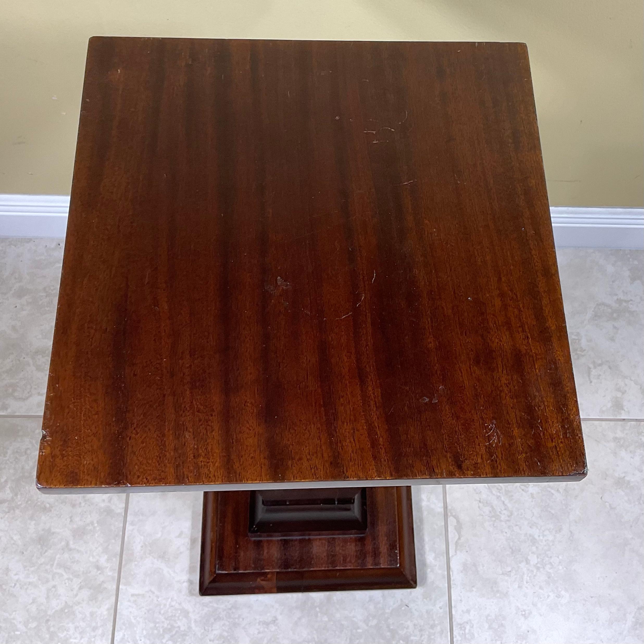 Single Square Walnut Wood Pedestal For Sale 5