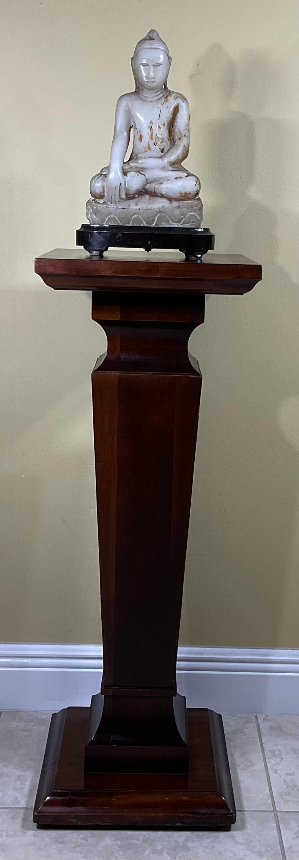 Single Square Walnut Wood Pedestal For Sale 6
