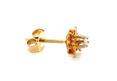Single Starburst Diamond Stud Earring Mined RBC 14K Yellow Gold