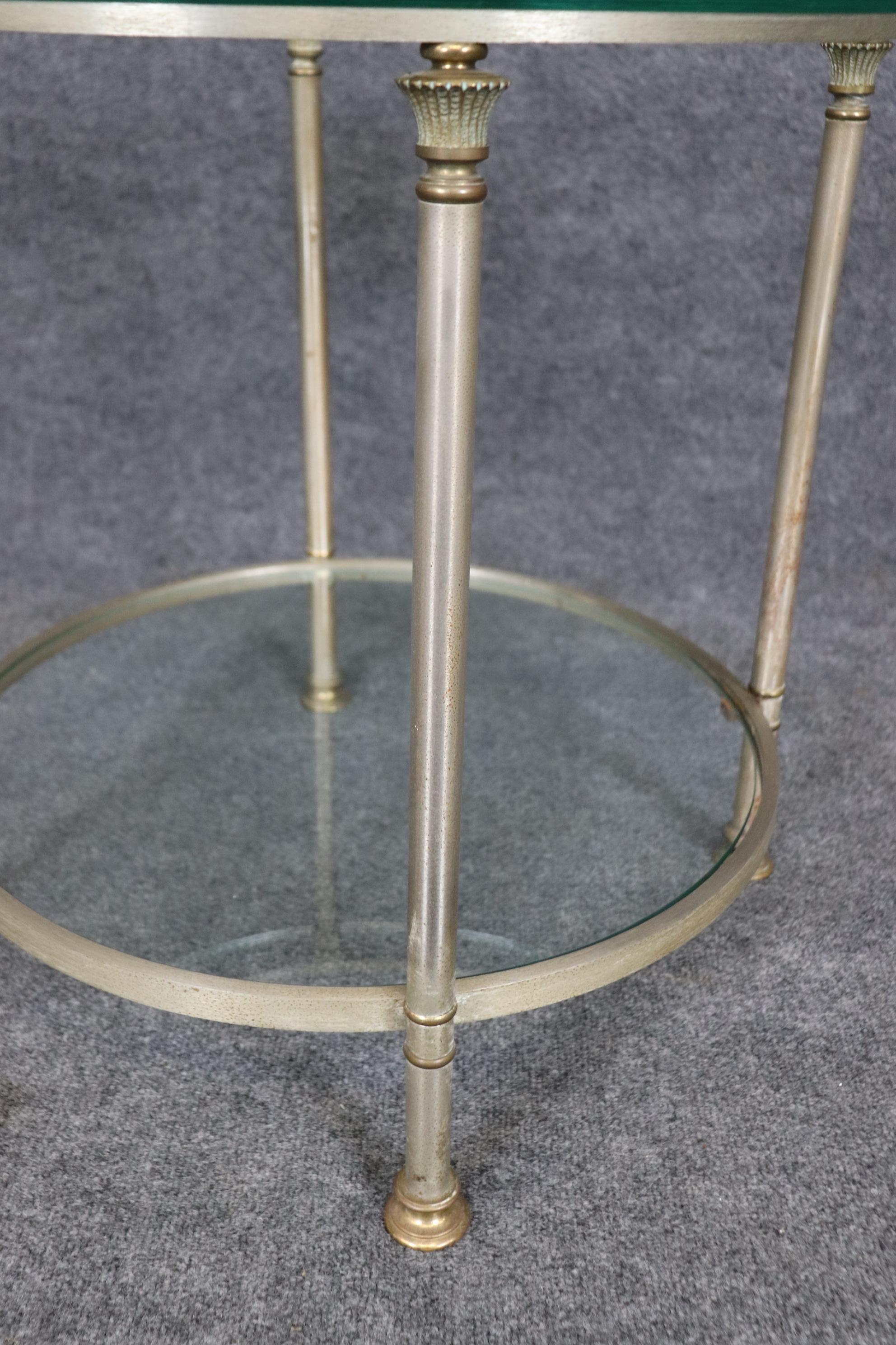 Single Steel and Glass Maison Jansen Round End Table Circa 1950s For Sale 1