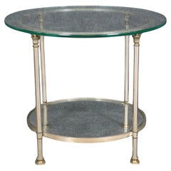 Table d'appoint ronde en acier et verre de la Maison Jansen Circa 1950s