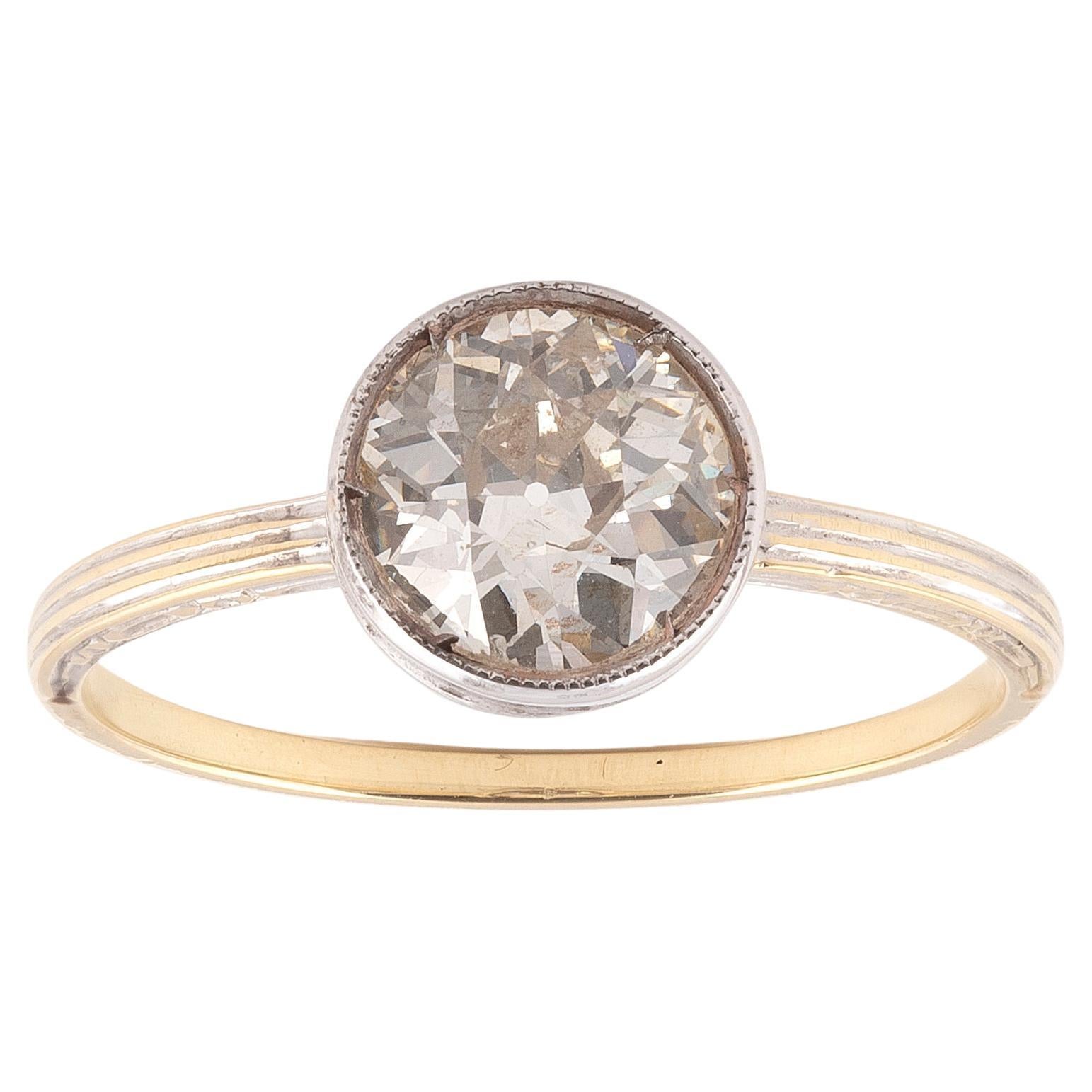 Victorian Single Stone 1.51 Carat Diamond Gold Engagement Ring