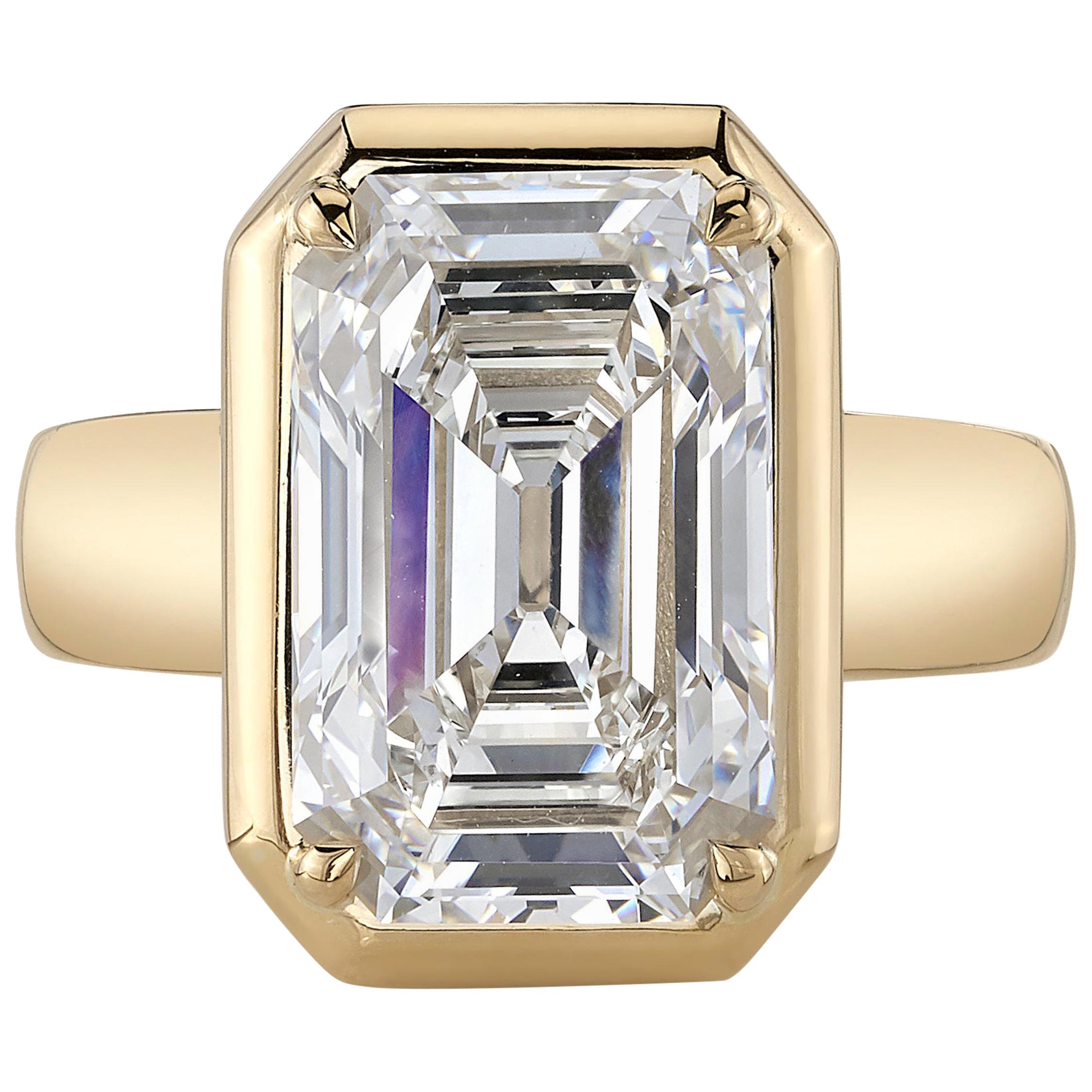 Single Stone 18 Karat Yellow Gold Emerald Cut Diamond Cori Ring
