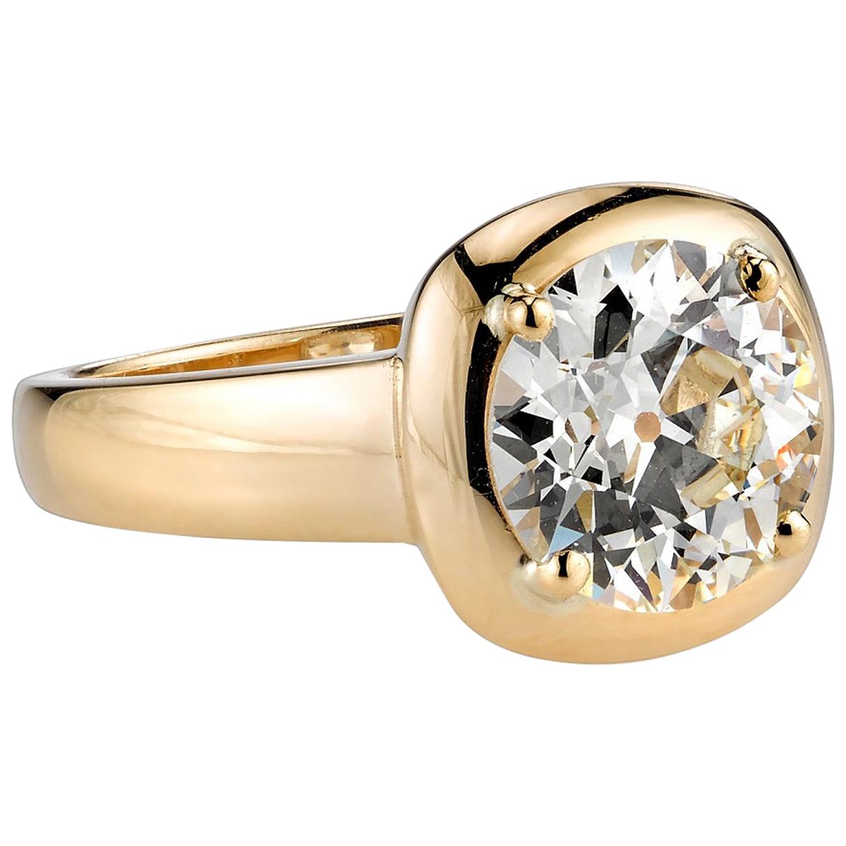 Single Stone 18 Karat Yellow Gold Old European Cut Diamond Cori Ring