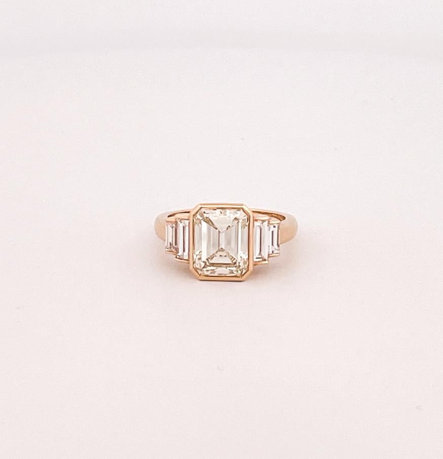 Emerald Cut Single Stone Caroline 18k Yellow Gold Engagement Ring