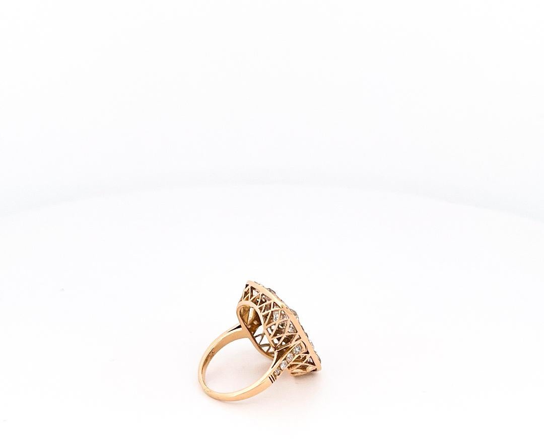 Old European Cut Single Stone Cobblestone 18k Yellow Gold Diamond Ring