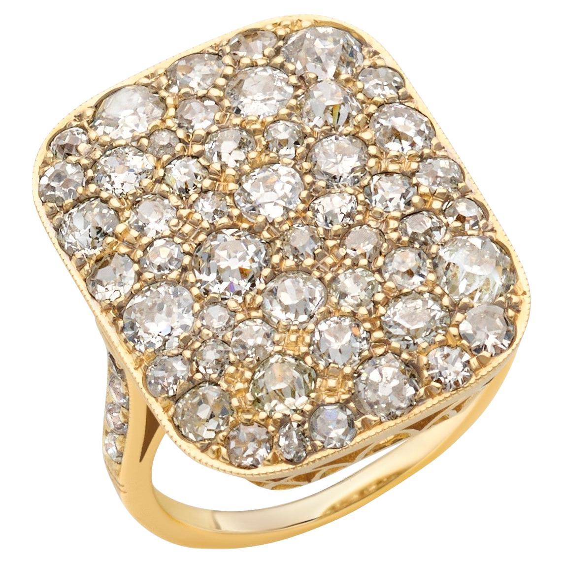 Single Stone Cobblestone 18k Yellow Gold Diamond Ring