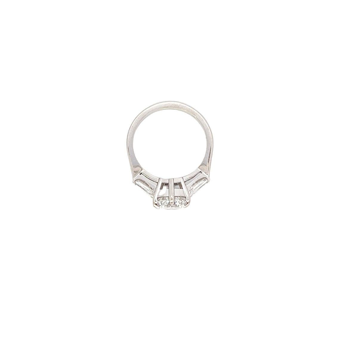Single Stone Diamond Engagement Ring with Tapered Baguette Diamond Shoulders For Sale 3