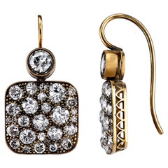 Single Stone Diamond Gold Cobblestone Drop Earrings