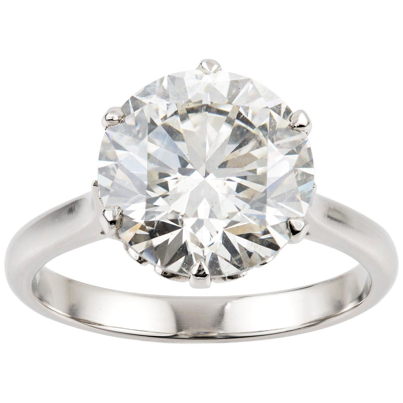 GIA Certified 5.01 Carat Single Stone Diamond Ring For Sale