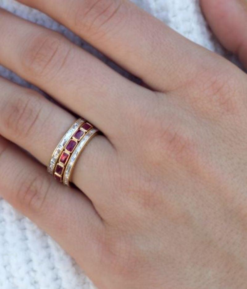 For Sale:  Handcrafted Emma French Cut Diamond Eternity Band by Single Stone 4