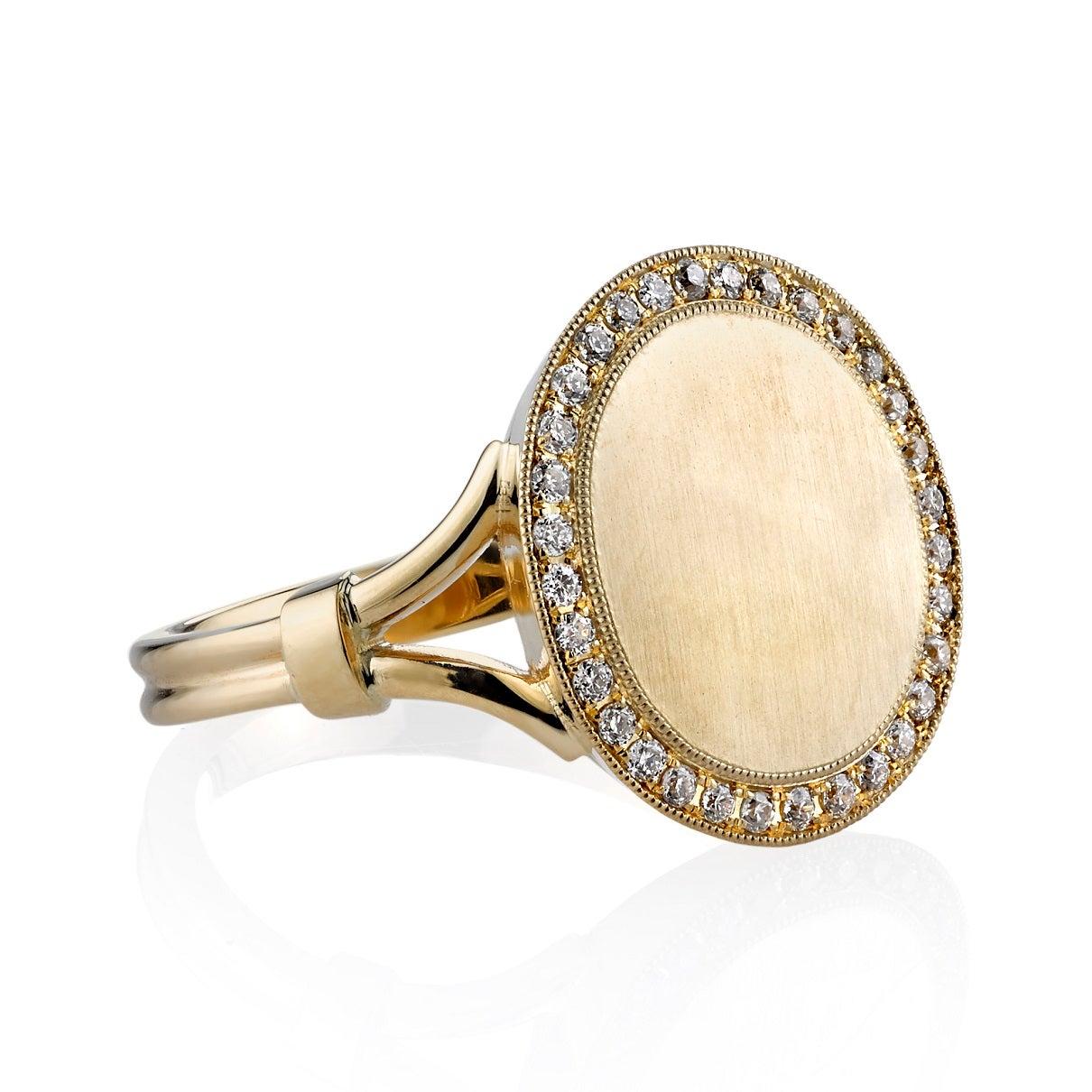 For Sale:  Handcrafted Paxton Diamond Frame Signet Ring in 18K Yellow Gold by Single Stone 2