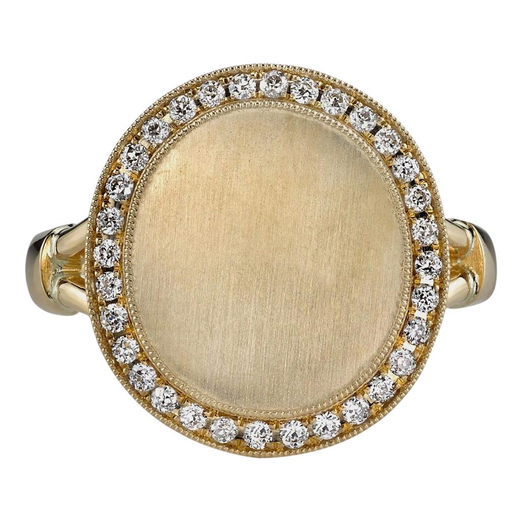 For Sale:  Handcrafted Paxton Diamond Frame Signet Ring in 18K Yellow Gold by Single Stone