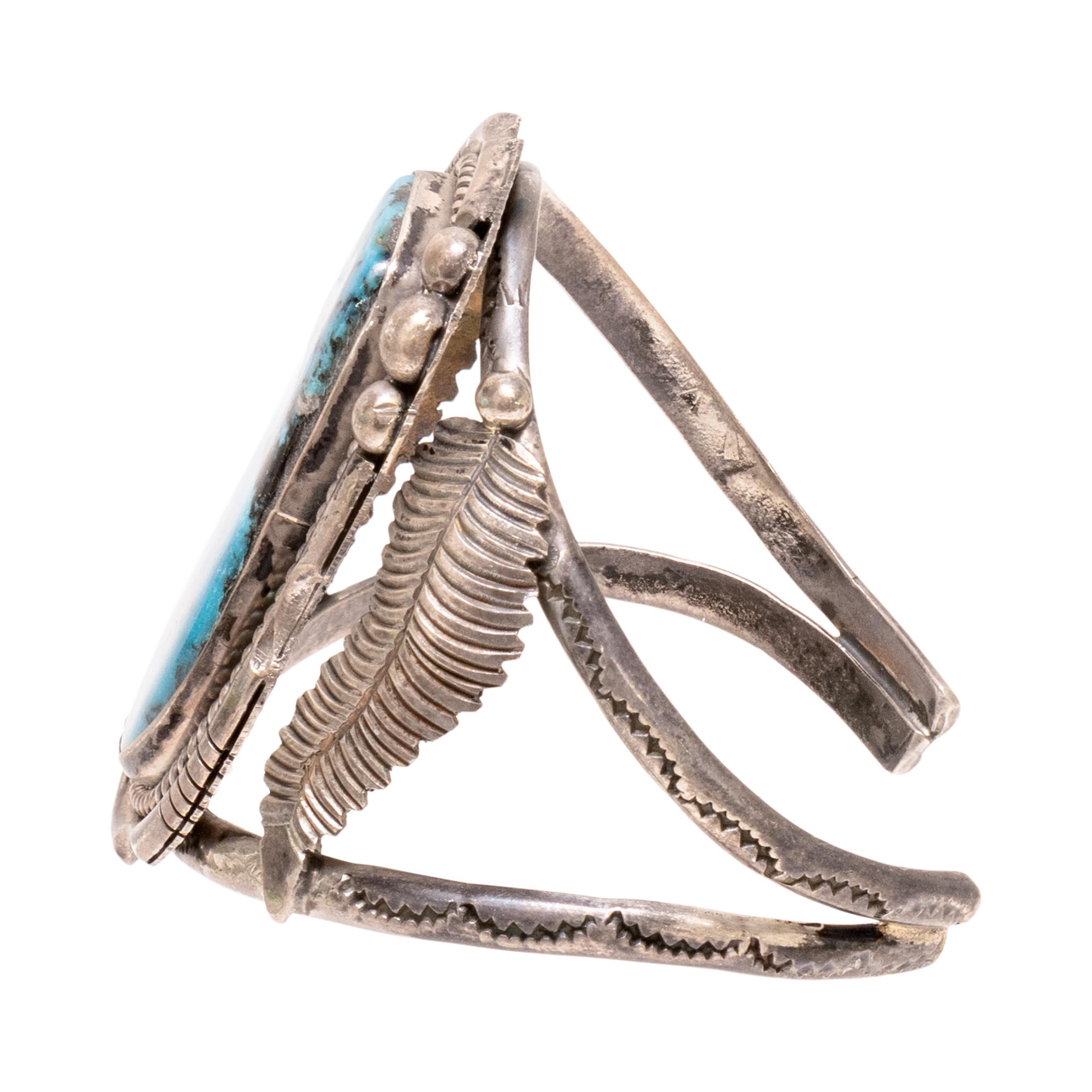 Nativo americano Bracciale con Single Stone in turchese Navajo in vendita