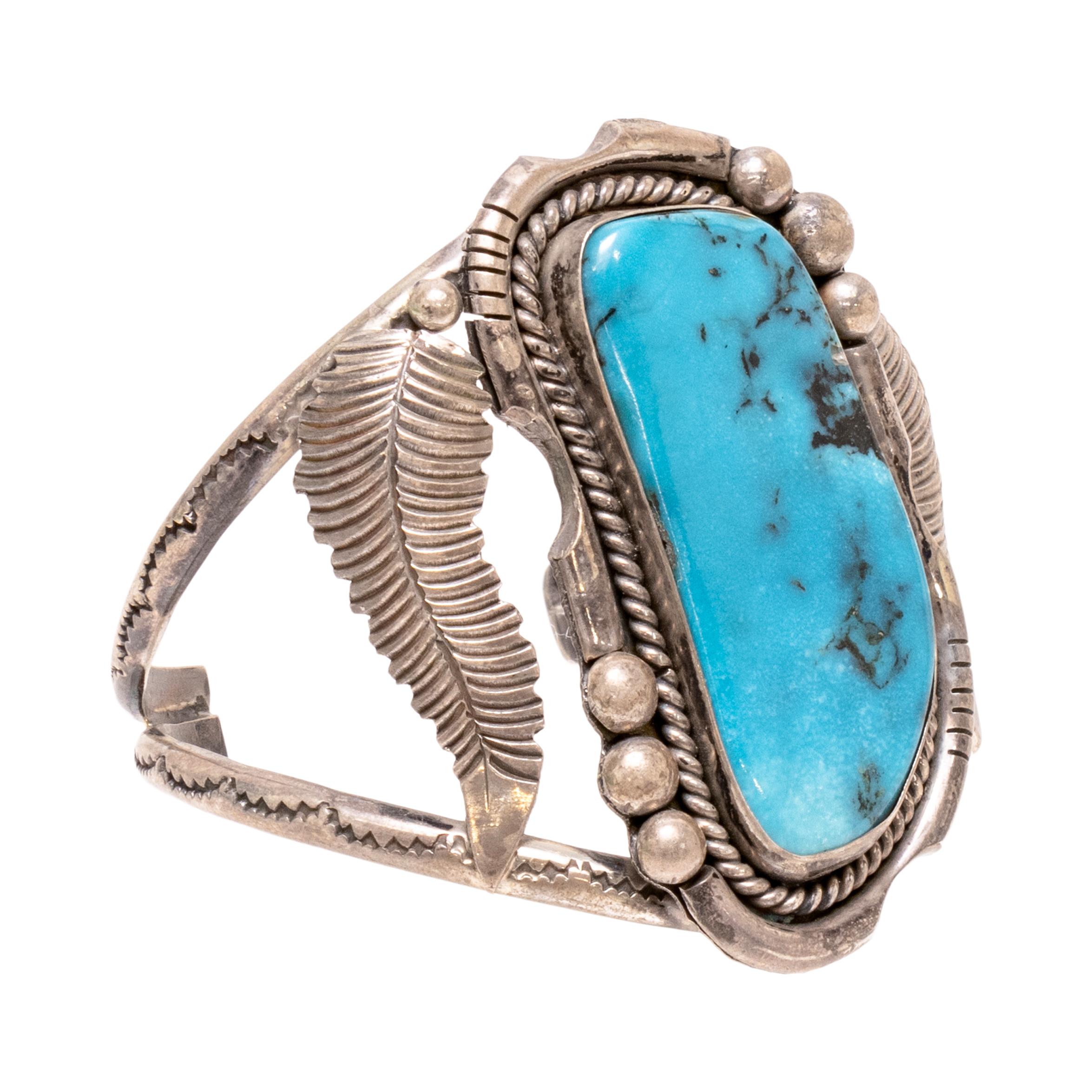 Taglio vecchia miniera Bracciale con Single Stone in turchese Navajo in vendita