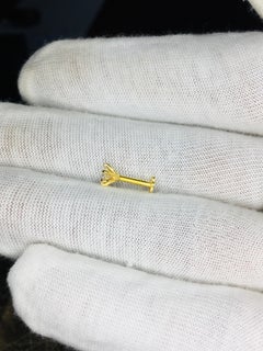 Single Stone Nose Piercing 14K Solid Gold Nose Pin.