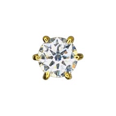 Single Stone Nose Piercing 14K Solid Gold Nose Pin.