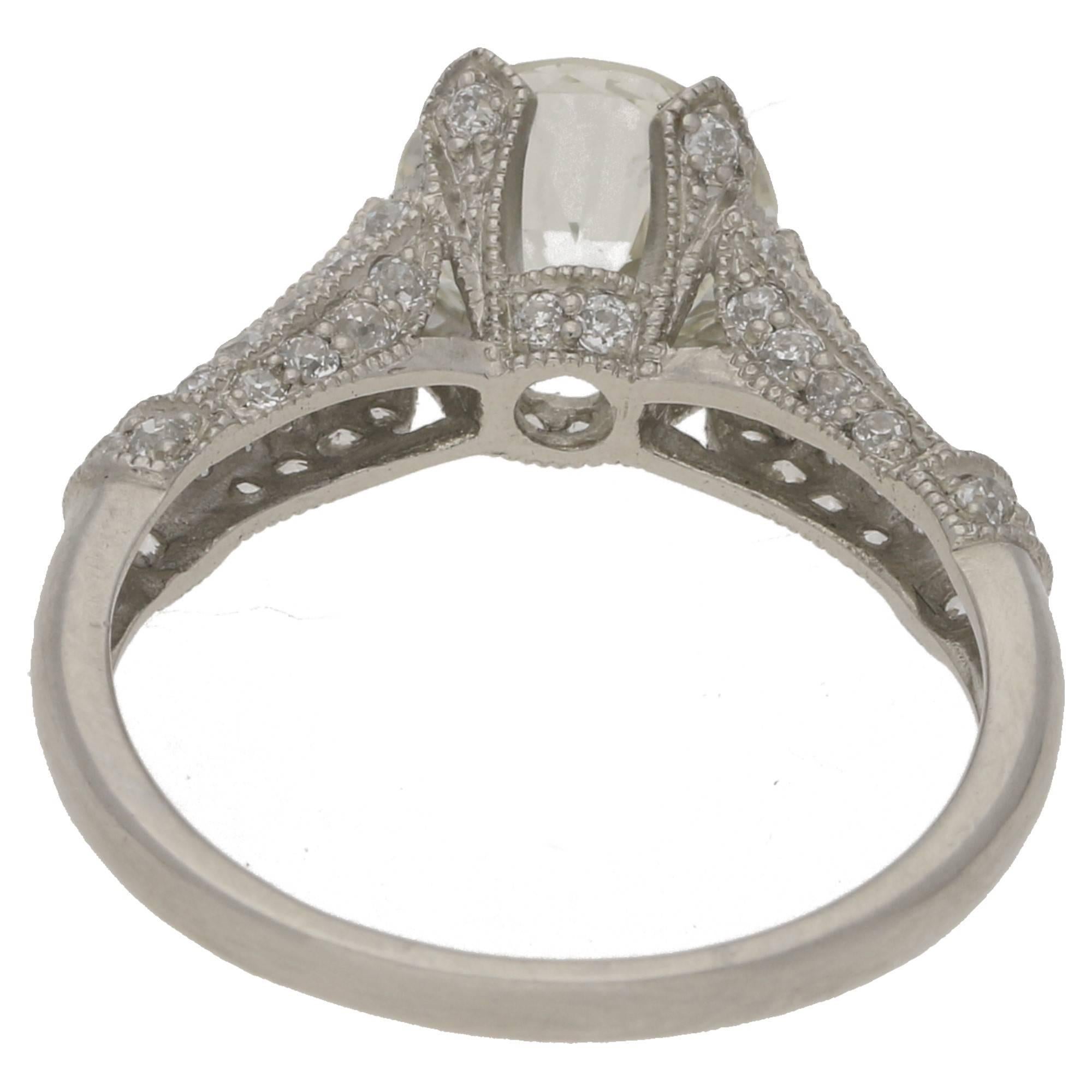 Edwardian Single Stone Platinum Diamond Engagement Ring