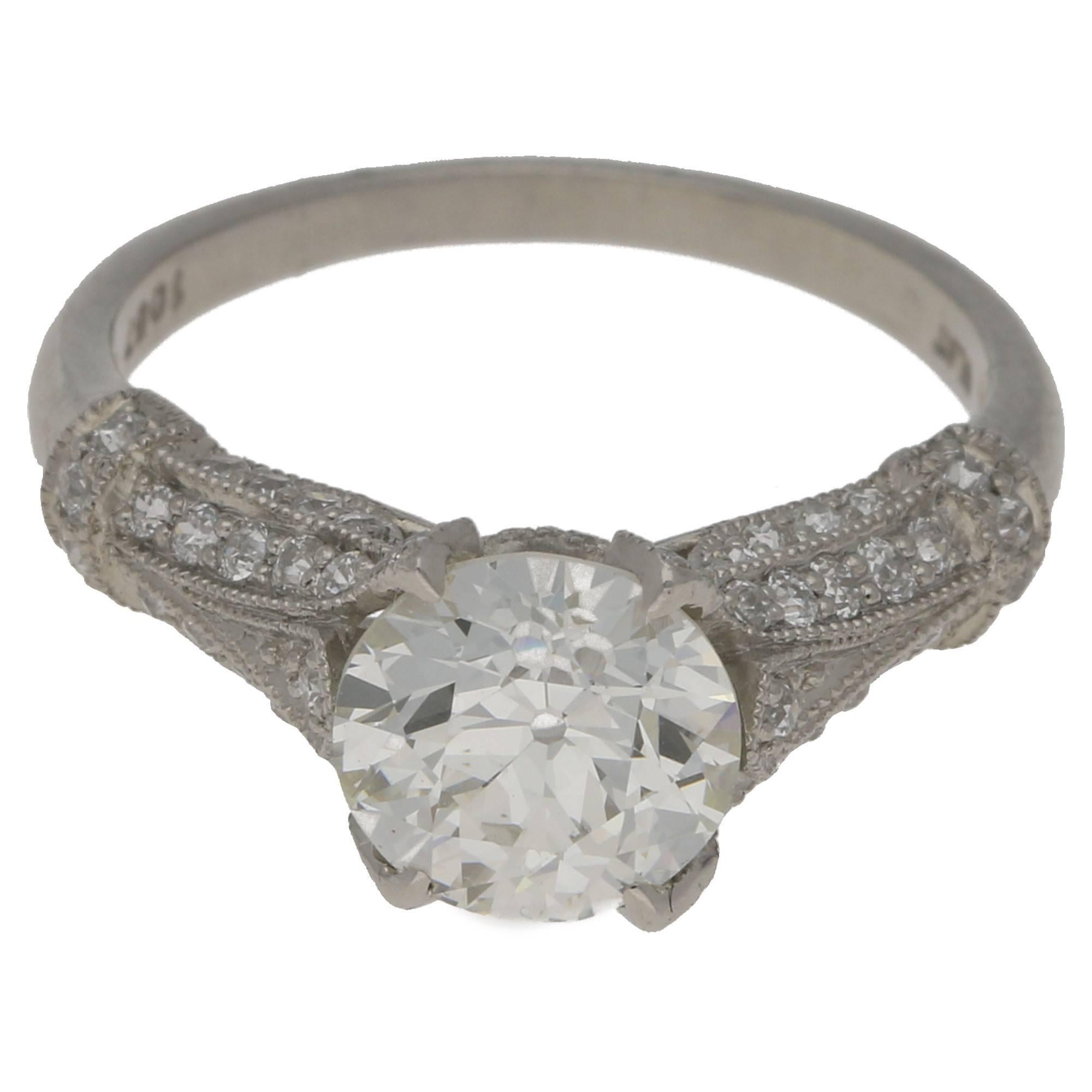 Single Stone Platinum Diamond Engagement Ring