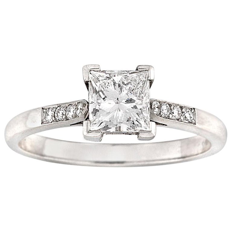 Single Stone Princess-Cut Solitaire Diamond Ring For Sale