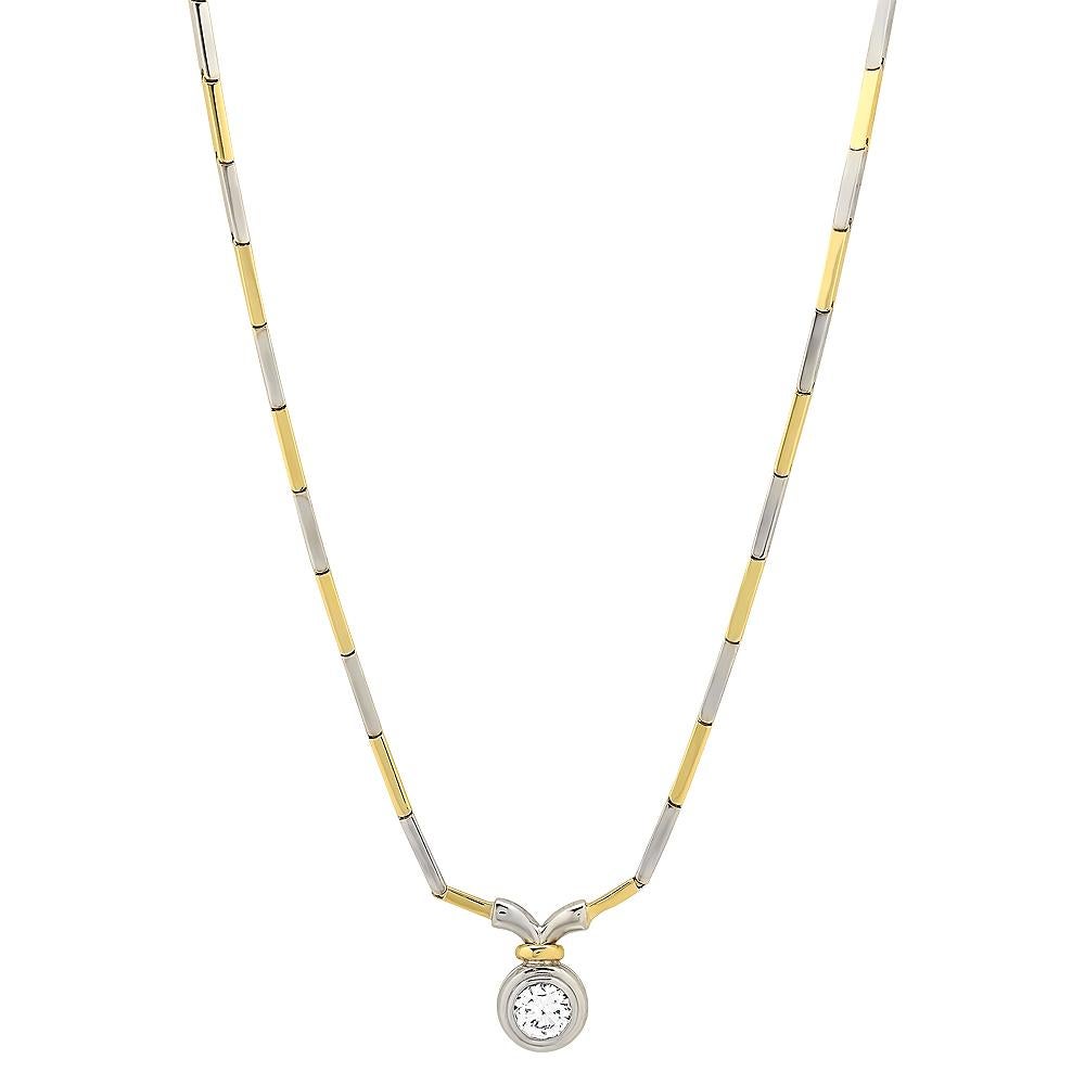 Collier/piece de joaillerie en or blanc et jaune 18 carats avec diamants, serti en bi métal  en vente 3