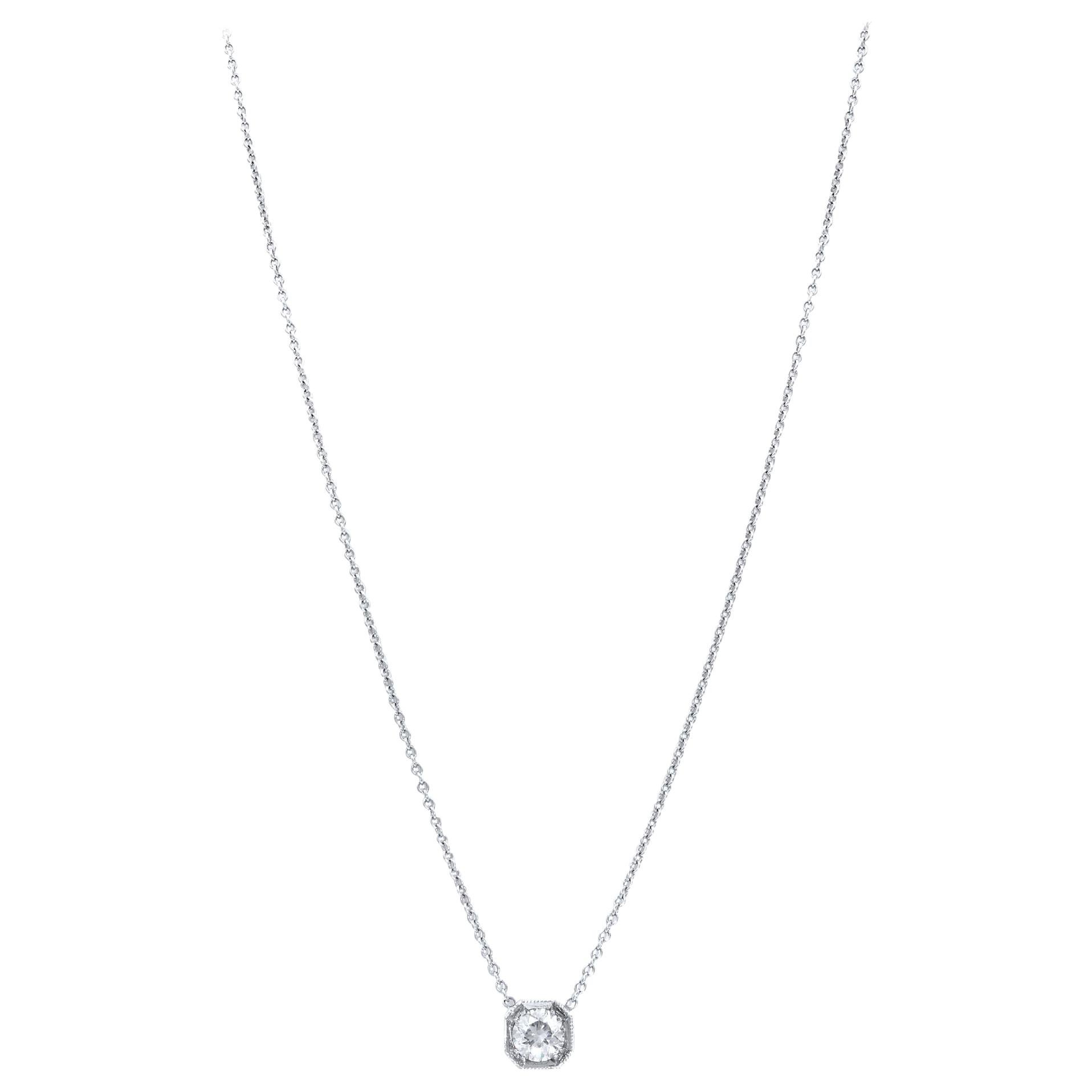 Einzelner Solitär-Diamant-Anhänger im Vintage-Stil, 1,00 Karat J VS1