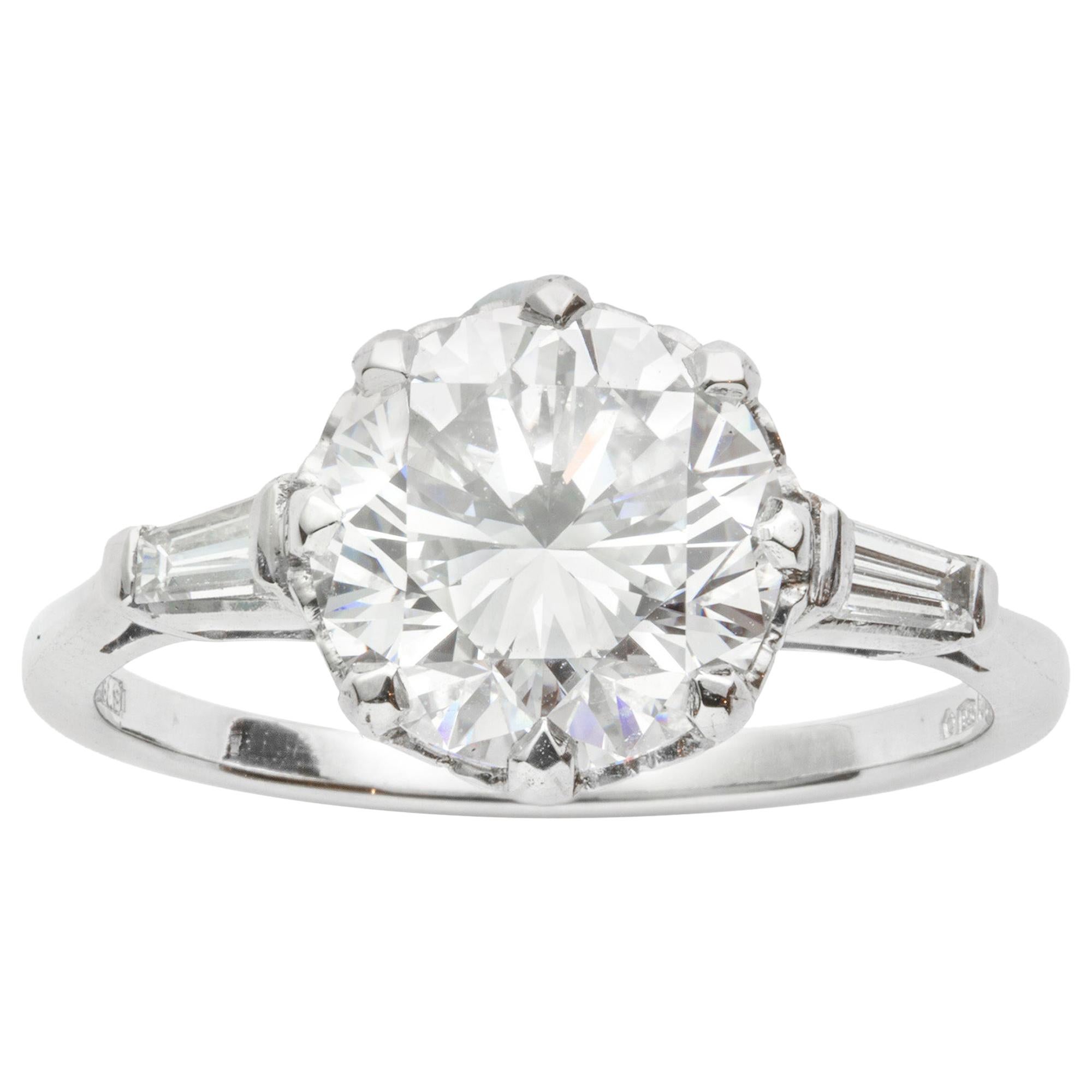 GIA Certified 3.19 Carat Solitaire Diamond Ring For Sale
