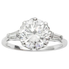 Retro GIA Certified 3.19 Carat Solitaire Diamond Ring