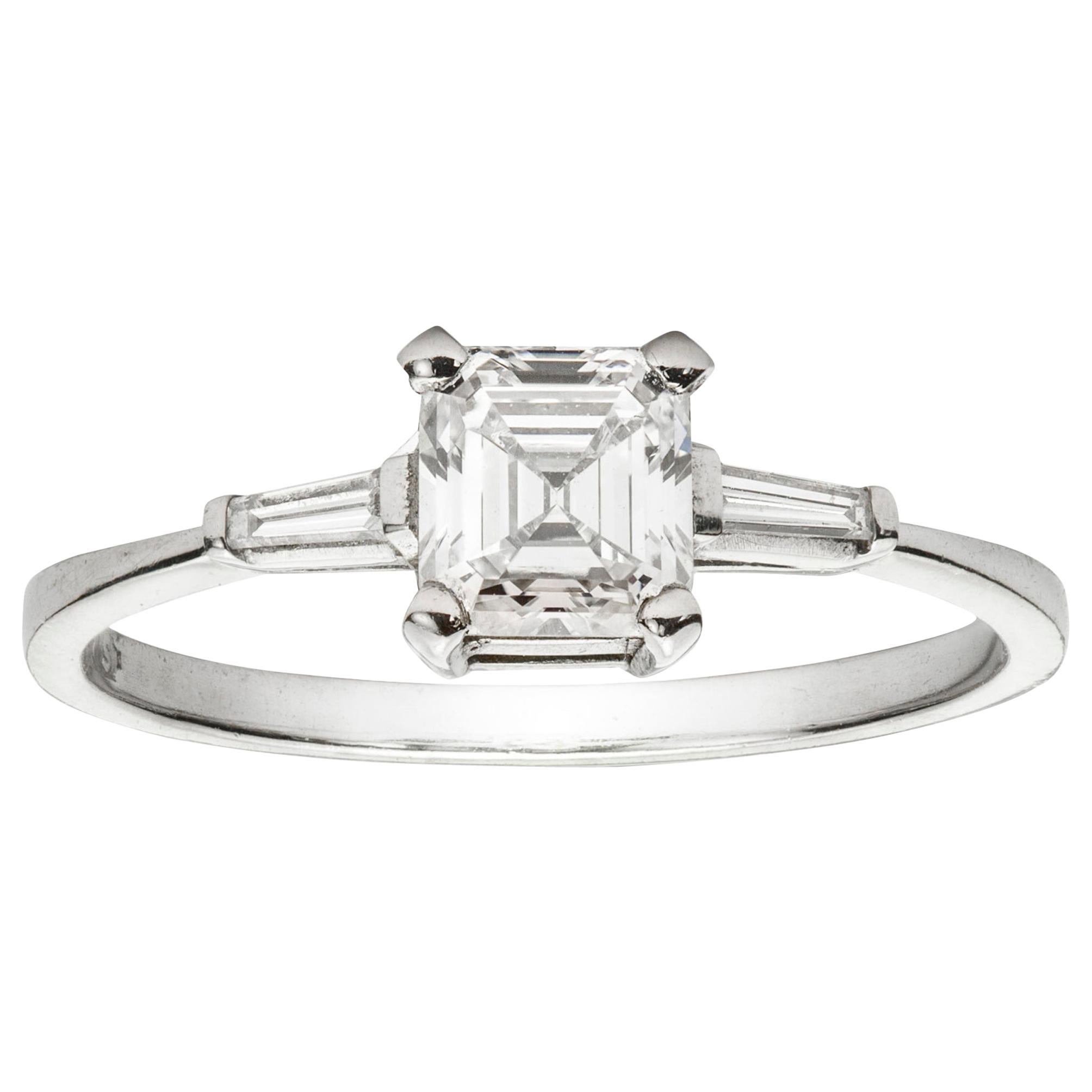 Certified 0.71 Asscher-Cut Solitaire Diamond Ring