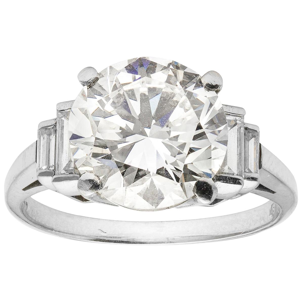 GIA Certified 3.98 Carat Solitaire Diamond Ring For Sale