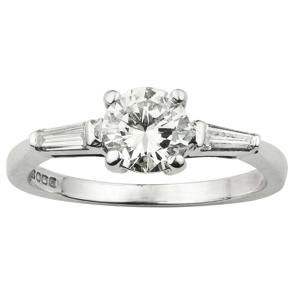 De Beers Certified 0.67 Carat Solitaire Diamond Ring For Sale