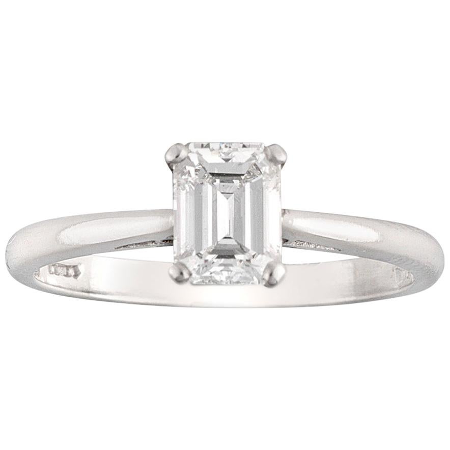 GIA Certified 0.76 Carat VVS1 Emerald-Cut Diamond Ring