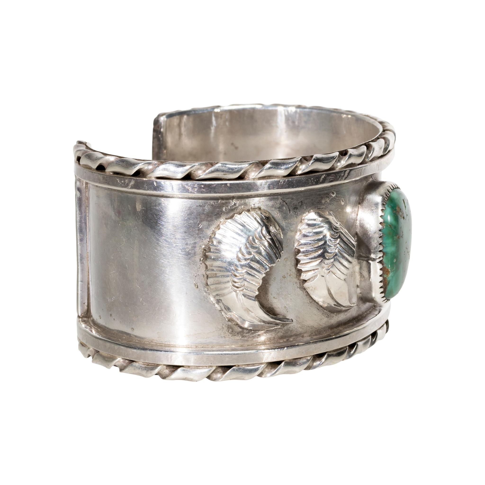 Single-Stone Türkis Manschettenarmband im Zustand „Gut“ im Angebot in Coeur d Alene, ID