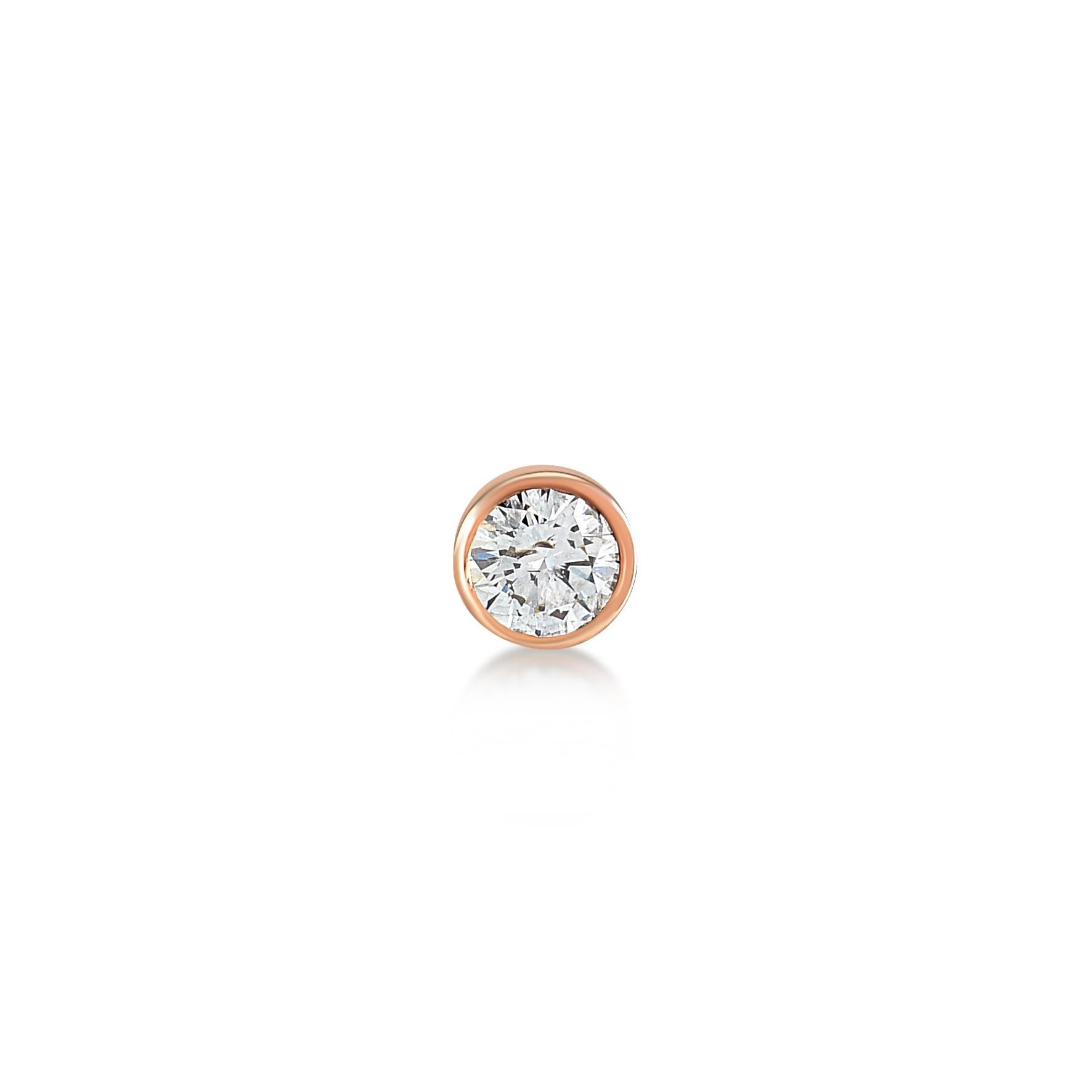 Single stone white diamond stud earring (single) in rose gold by Selda Jewellery

Additional Information:-
Collection: Thunder Collection
14k Rose gold
0.06ct White diamond