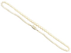 Single Strand Pearl Necklace Diamond Gold Clasp
