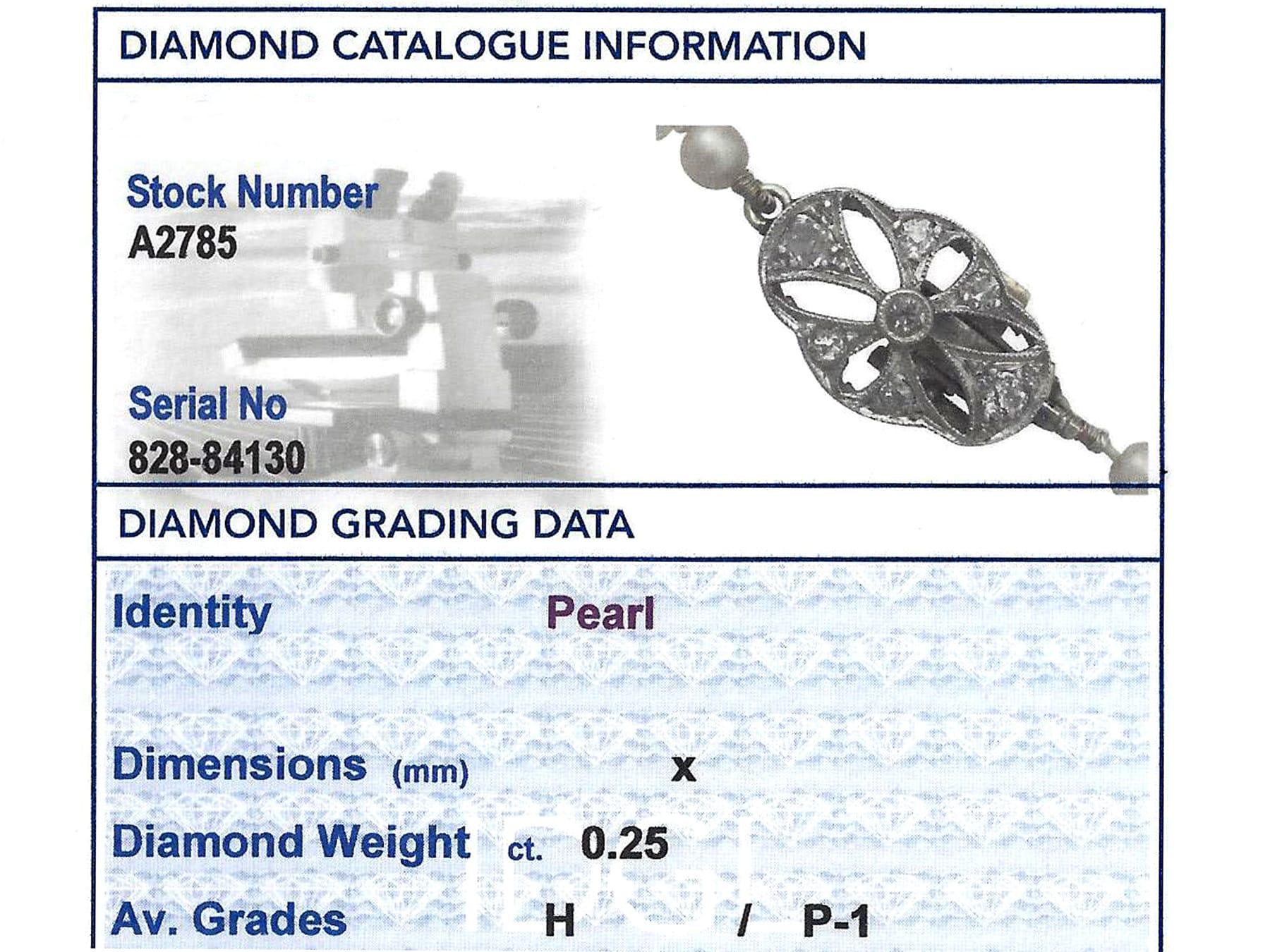 Einreihige Perlenkette mit Diamant-Weißgold-Verschluss im Angebot 2