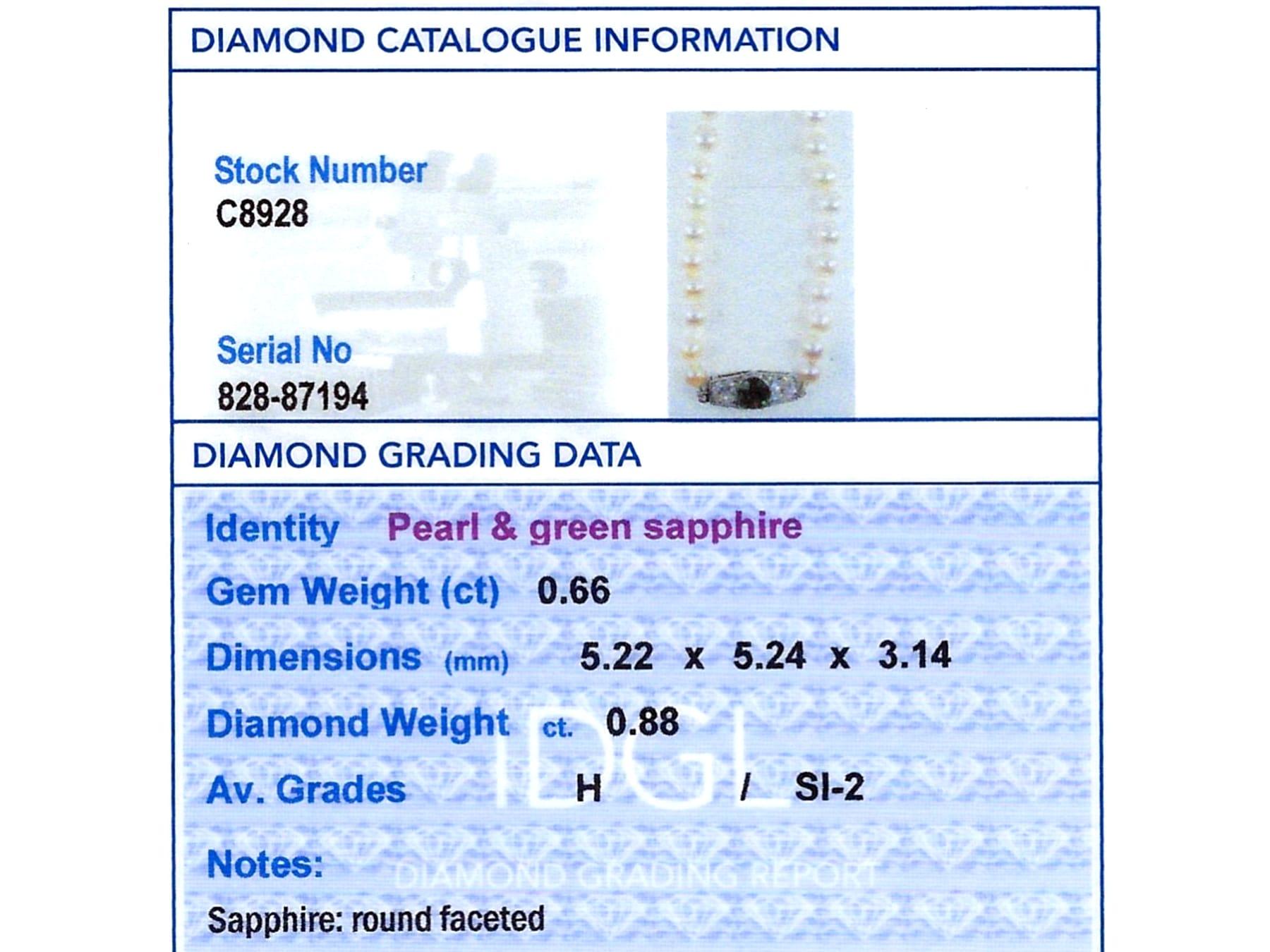 Single Strand Pearl Necklace with Sapphire Diamond and White Gold Clasp For Sale 8