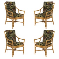 Single Strand Ring Back "Concord" Chair Rattan Dining Armchair, Set of 4
