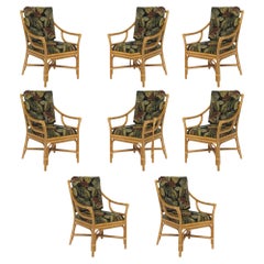 Used Single Strand Ring Back "Concord" Chair Rattan Dining Armchair, Set of 8