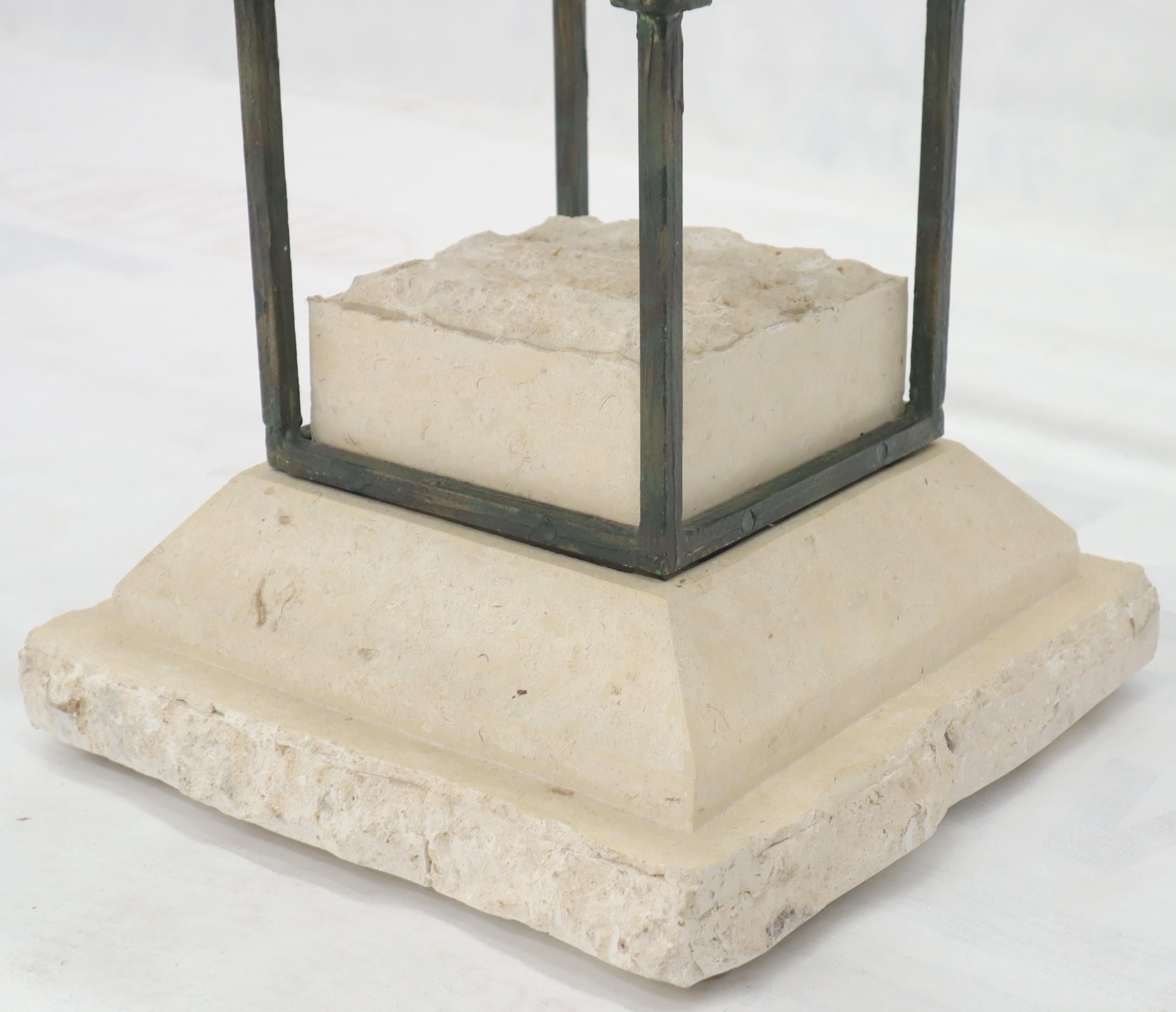 20th Century Single Suspended Pedestal Base Square Glass Top Side Table For Sale